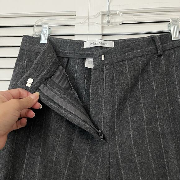 MaxMara Gray striped wool and Angora rabbit dress pants, trousers, size US10 - Picture 6 of 10